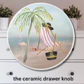 Leuke strandscene Ocean Palm Tree Keramische Knop