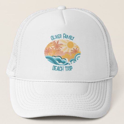 Leuke strandtrip oceaangolven surfer trucker pet (Voorkant)