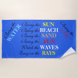 Leuke stranduitspraken Blauwe strandtypografie  Strandlaken