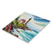 Leuke strandvuurtorenliefhebbers tegeltje (Zijkant)