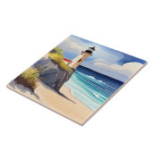 Leuke strandvuurtorenliefhebbers  tegeltje (Zijkant)