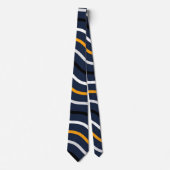 Leuke streep lijn visgraat wit geel diepblauw stropdas (Voorkant)