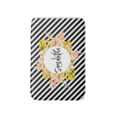 Leuke strepen en bloemige monogram badmat (Voorkant Verticaal)