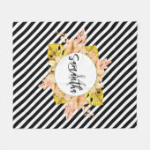 Leuke strepen en bloemige monogram fleece deken (Voorkant (Horizontaal))