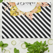 Leuke strepen en bloemige monogram theedoek (Gevouwen)
