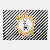 Leuke strepen en bloemige monogram theedoek (Horizontaal)