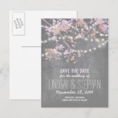 Leuke string lichten rustiek opslaan de datum brie aankondigingskaart (Voorkant / Achterkant)