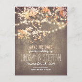 Leuke string lichten rustiek opslaan de datum brie aankondigingskaart (Voorkant)