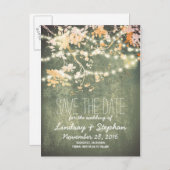 Leuke string lichten rustiek opslaan de datum brie aankondigingskaart (Voorkant / Achterkant)