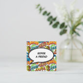 Leuke strip spraakballon aanbevelingskaartje (Staand voorkant)