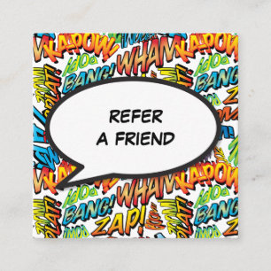 Leuke strip spraakballon aanbevelingskaartje