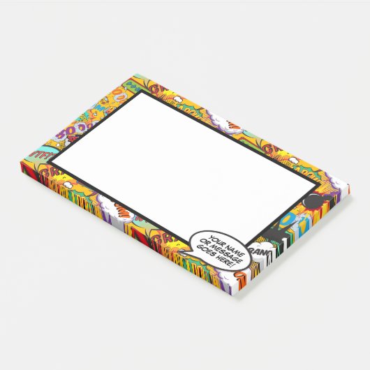 Leuke strip spraakballon naam bericht post-it® notes (Schuin)