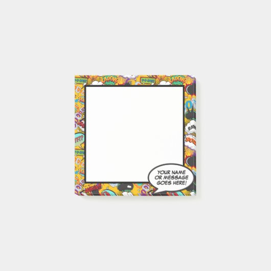 Leuke stripboek spraakballon naam bericht post-it® notes (Voorkant)