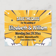 Leuke stripstijl gepersonaliseerde save the date