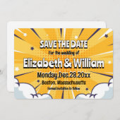 Leuke stripstijl gepersonaliseerde save the date kaart (Voorkant / Achterkant)