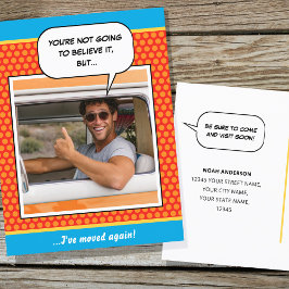 Leuke stripstijl verhuisbericht aangepaste foto or briefkaart