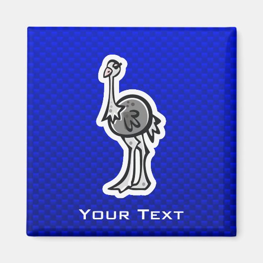 Leuke struisvogel; Blauw Magneet (Voorkant)