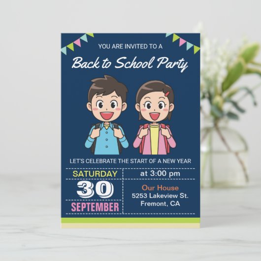 Leuke studenten | Terug naar School Party Uitnodig Kaart (Staand voorkant)