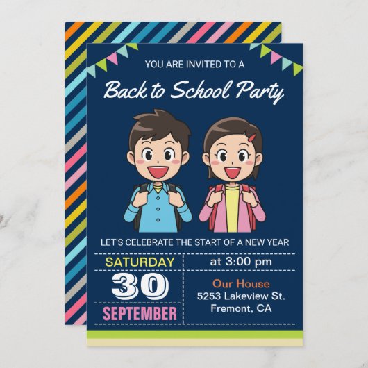 Leuke studenten | Terug naar School Party Uitnodig Kaart (Voorkant / Achterkant)