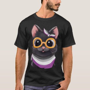 Leuke Subtiele Asexual Pride Vlag Kat met Ace Vlag T-shirt