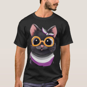 Leuke Subtiele Asexual Pride Vlag Kat met Ace Vlag T-shirt