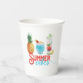 Leuke Summer Vibes Kleurrijke Cocktail Verjaardags Papieren Bekers (Voorkant)
