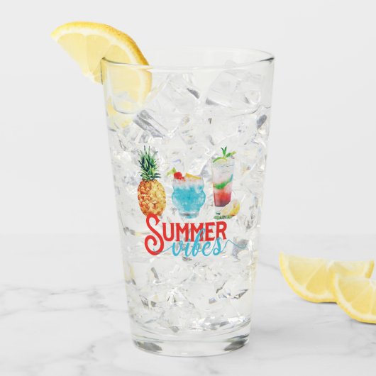 Leuke Summer Vibes Kleurrijke Waterverf Cocktails Glas (Voorkant ijs)