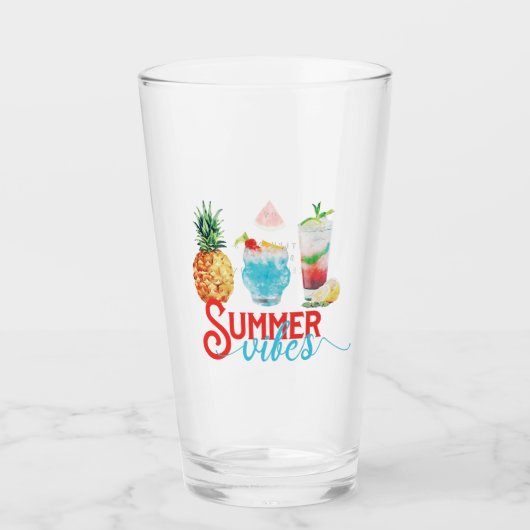 Leuke Summer Vibes Kleurrijke Waterverf Cocktails Glas (Voorkant)