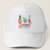 Leuke Summer Vibes Kleurrijke Waterverf Cocktails Trucker Pet (Voorkant)
