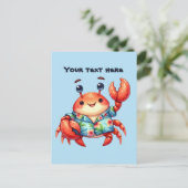 Leuke Summertime aanpasbare strandkrab Briefkaart (Staand voorkant)
