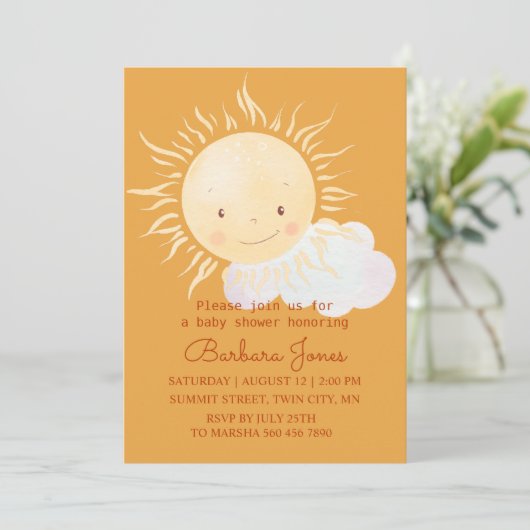 Leuke Sunshine thema douche Kaart (Staand voorkant)