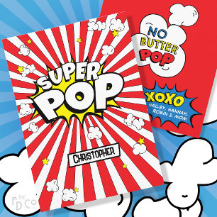 Leuke super POP! Geen boter Pop! Corny, Popcorn Pu Feestdagenkaart