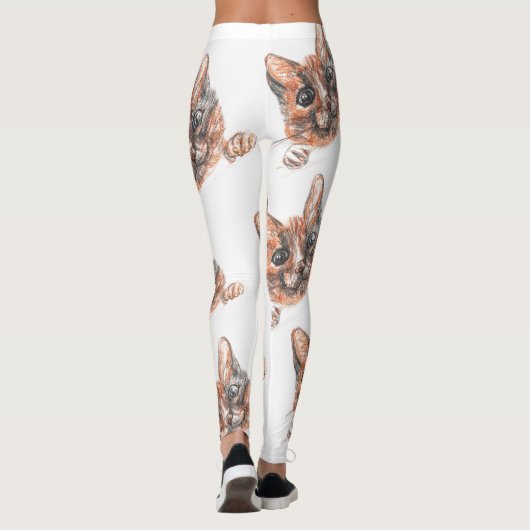 Leuke Super Sweet Cat Gezicht Tekening Leggings (Achterkant)
