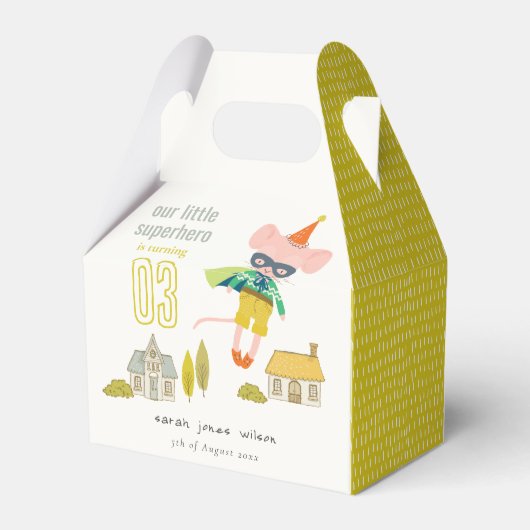 Leuke Superhero Mouse Leuk Kinder Foto Verjaardag Bedankdoosjes (Achterkant)