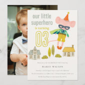 Leuke Superhero Mouse Leuk Kinder Foto Verjaardag Kaart (Voorkant / Achterkant)