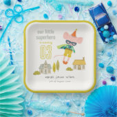 Leuke Superhero Mouse Leuk Kinder Foto Verjaardag Papieren Bordje (Feest)