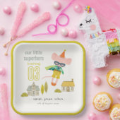 Leuke Superhero Mouse Leuk Kinder Foto Verjaardag Papieren Bordje (Feest)