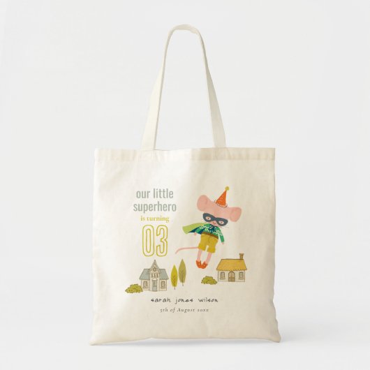 Leuke Superhero Mouse Leuk Kinder Foto Verjaardag Tote Bag (Voorkant)
