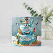 Leuke Surf Is Op Verjaardagstaart Kaart (Staand voorkant)