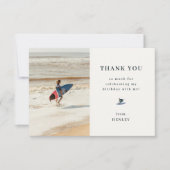 Leuke Surf Thema Verjaardagsfoto Bedankkaart (Voorkant)