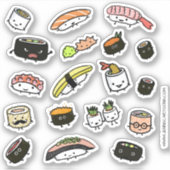 Leuke Sushi en Sashimi Personages Vinyl Sticker Se (Voorkant)