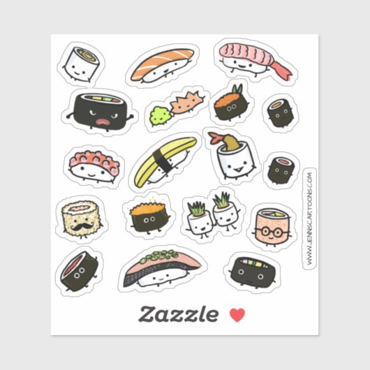 Leuke Sushi en Sashimi Personages Vinyl Sticker Se (Vel)