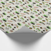 Leuke sushi karakters patroon cadeaupapier (Hoek)