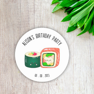 Leuke sushi rollen verjaardag ronde sticker