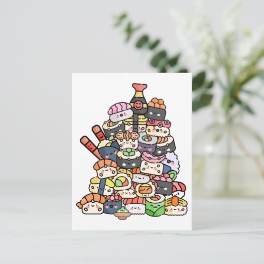 Leuke sushi toren briefkaart (Staand voorkant)