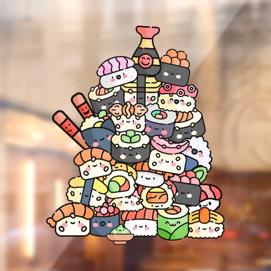 Leuke sushi toren raamsticker (Vel 2)