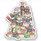 Leuke sushi toren sticker (Voorkant)