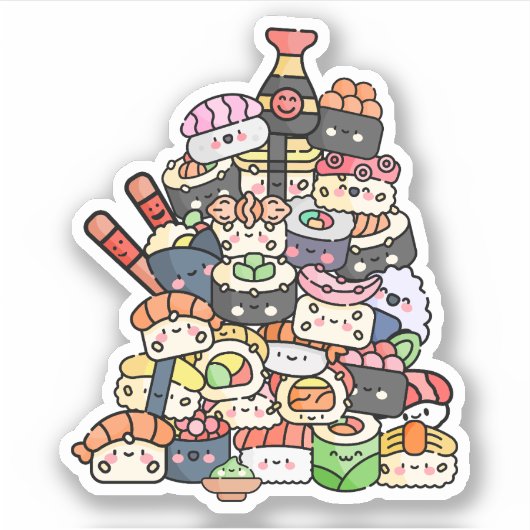 Leuke sushi toren sticker (Voorkant)