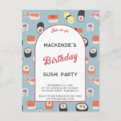 Leuke Sushi verjaardagsfeestuitnodiging Briefkaart (Voorkant)
