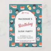 Leuke Sushi verjaardagsfeestuitnodiging Briefkaart (Voorkant)